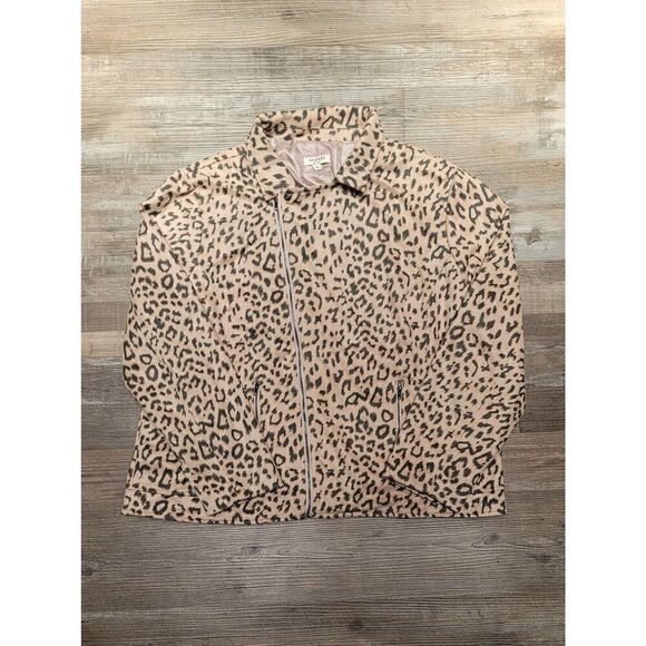 Andree by Unit Womens 2x Tan Cheetah Full Zip Jacket SOFT - Picture 1 of 10